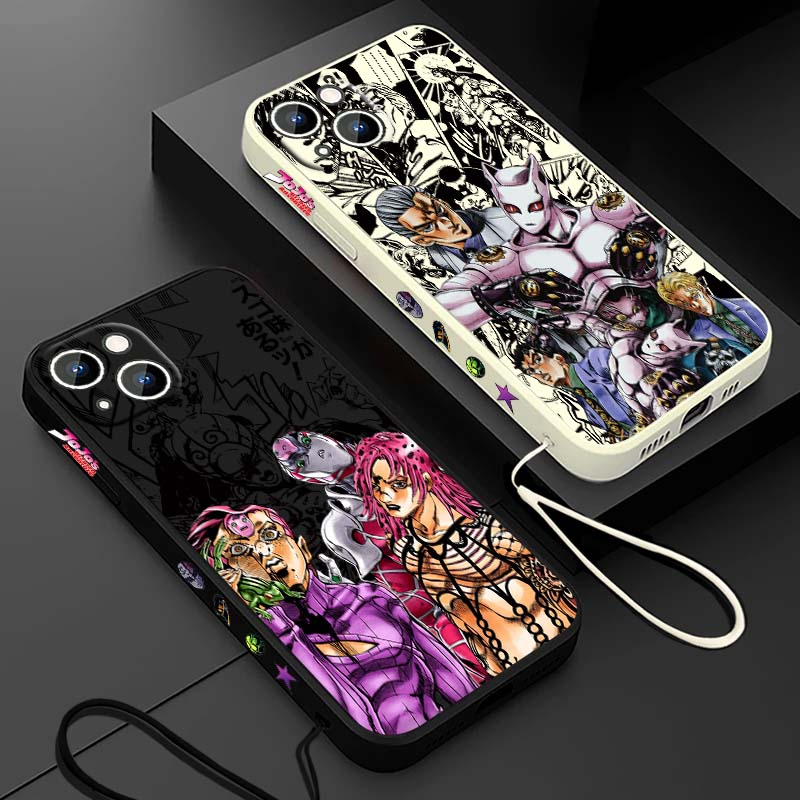Phone Cases For Iphone 16 - جراب هاتف سائل بتصميم أنمي JOJO