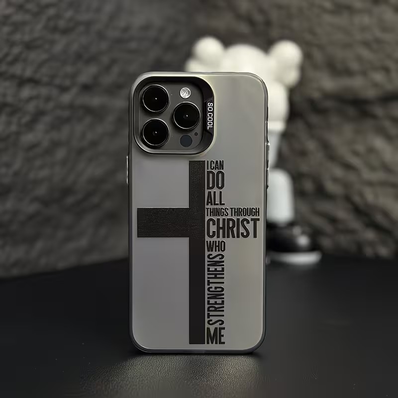 Phone Cases For Iphone 16 - جراب هاتف بتصميم صليب ومضاد للبصمات