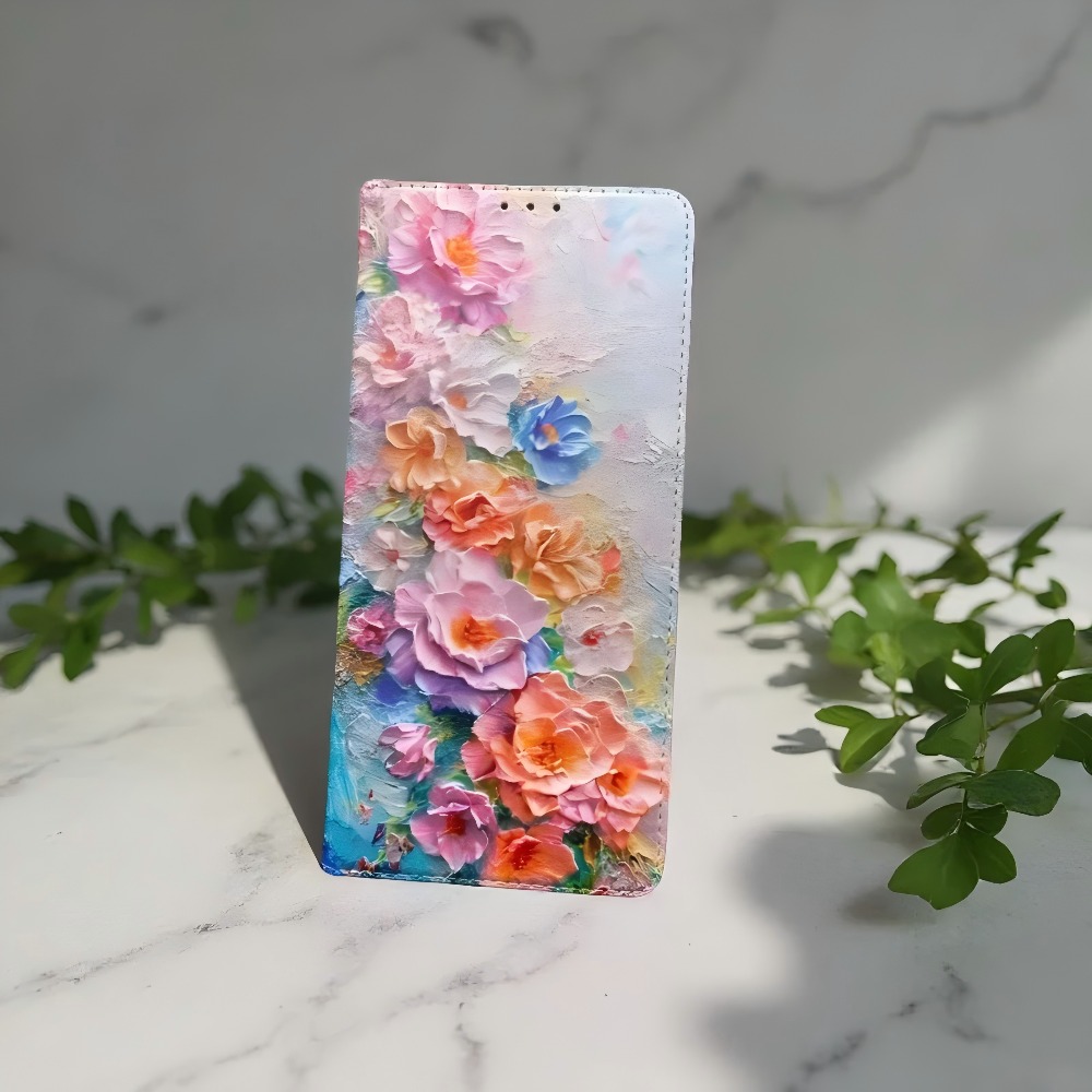 Phone Cases Galaxy S23 - جراب محفظة جلدي مغناطيسي مطلي بتصميم
