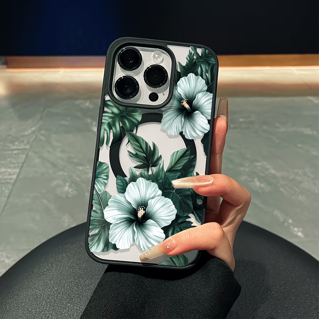 Phone Cases Like Loopy - غطاء هاتف شفاف بتصميم زهور خضراء